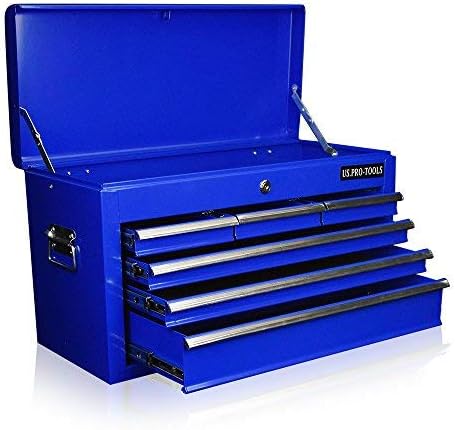 US PRO TOOLS Tool Box 6 Drawer Mobile Tool Chest Portable Tool Cabinet Blue Ball Bearing Slide Drawers