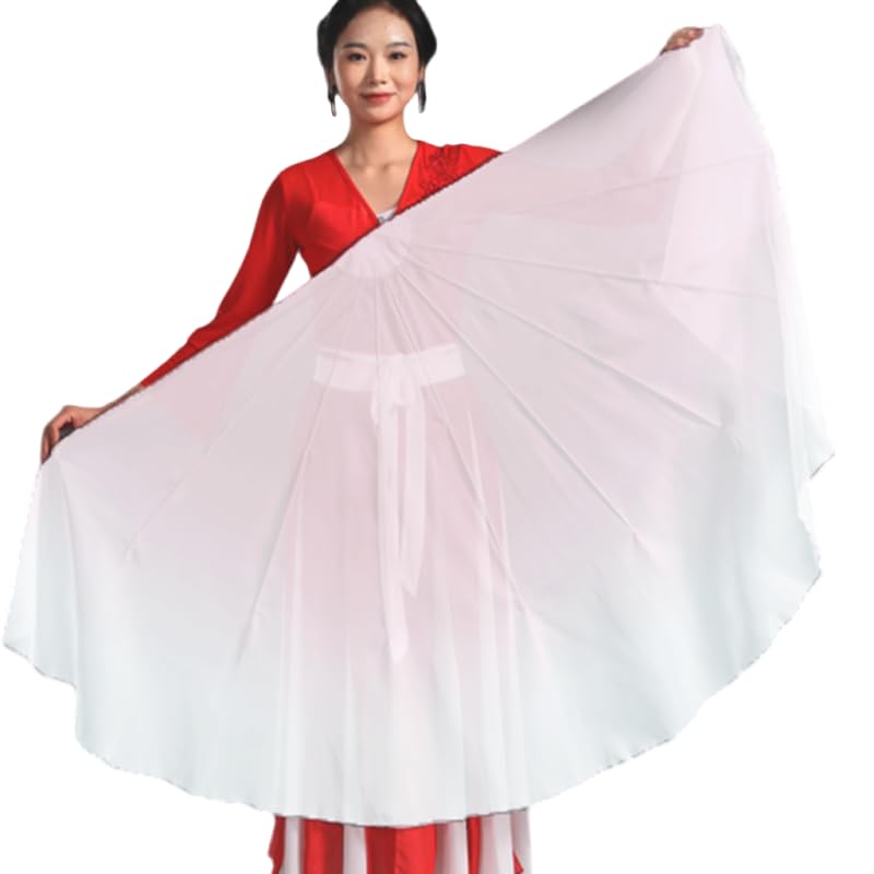 Abanico de danza china de gasa de 85cm con varillas de espina de pescado