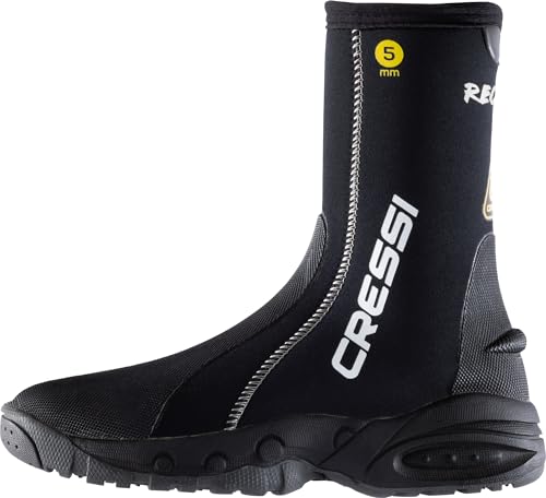 CRESSI Reeftech RS Boots 5mm L (42/43 EU) Escarpínes de Neopreno Negro de 5 mm con Suela Reforzada Diseñado para Inmersiones en Aguas Frías con Aletas Abiertas y Trajes Secos, Unisex-Adult