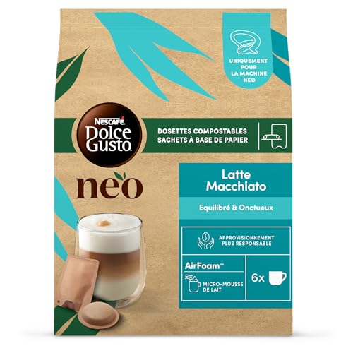 NEO Latte Macchiato par NESCAFÉ® Dolce Gusto® - 30 Dosettes de café et 30 sachets de lait (5 boîtes de 6 dosettes et 6 sachets) - Compatibles uniquement avec les machines à café NESCAFÉ Dolce Gusto NE