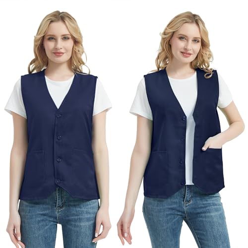 TopTie Custom Unisex Work Vest Volunteer Staff Button Vest Printed Embroidered Your Text Logo4