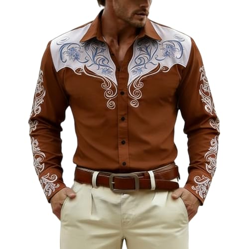 Chemise homme à manches longues imprimée idéale pour le carnaval et loisirs