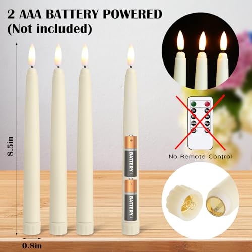 Image of Baquler 50 Pcs Flameless Taper Candles LED Taper Candles Flickering Bulk Ivory LED Candlestick for Easter Wedding Church Halloween Christmas Party Decor Table Centerpiece, 8.5 in, No Batteries