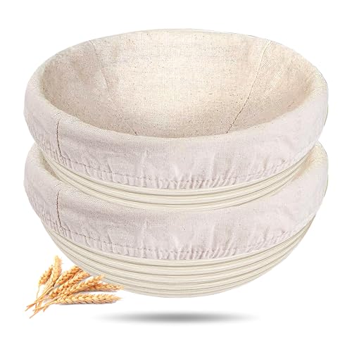 DeJivsin Ensemble Banneton 2 Paniers Ronds 23 cm
