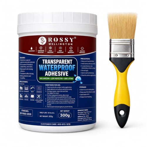 Image of Crack Seal Glue 300gm with Brush Transparent Waterproof Resin Epoxy for Roof Leakage Crack Seal Agent Roof Water Leakage Solution Water Proof Glue for Waterproofing (300 GM / 1 PACK)