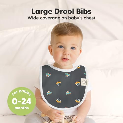 Image of 8-Pack Organic Baby Bibs for Boys, Girls - Soft Cotton Drooling and Teething Bibs for Baby Girl & Boy, Extra Absorbent, Easy to Clean & Put On for Toddler, Newborn, Infant 0-24 Months (Cosmo)
