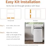 Amazon Basics 3-In-1 portatif Air Conditionneur, 10,000 BTU (ASHRAE), Refroidir jusqu'à 450 Sqf, portable AC avec fonction Cool/Dry (déshumidificateur)/Fan-Only, mode automatique, mode sommeil, minuterie, blanc