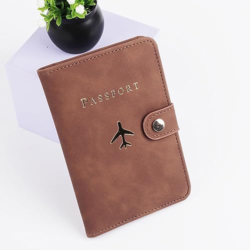 Image of House of Quirk Passport Holder Cover, PU Leather Passport Cover Case Organiser with Wallet for Credit Card, Money, Business Cards, Passport for Women Men (with Lock Brown)