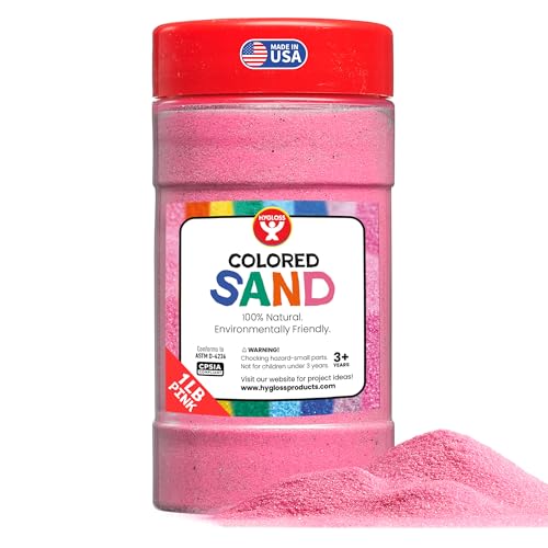 Image of Hygloss Colored Sand for Crafts - 1 lb Bottle, Pink - Vibrant Colorful Fine Sensory Play Sand Art Kits for Kids - Classroom Activities for Children 3 4 5 6 7 8 9 10 11 12 - Safe for Ages 3+