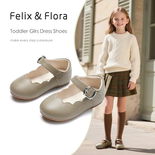 Image of Felix & Flora Toddler Flower Girl Dress Shoes - Baby Girl Ballet Mary Jane Flats for Party School Wedding