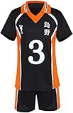 Haikyuu Costume Jersey Karasuno High School Volleyball Uniform Cosplay Shirt Shorts (M, 3-Azumane Asahi)