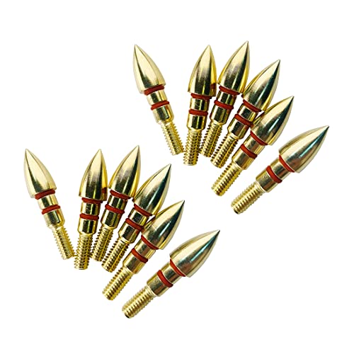 12Pcs Arrow Points Tips 75 90 100 125 150 200 250 300 350 Grain Broadheads Arrow Head Insert Hunting Archery Accessories Bows (75Gr Gold) #TOP15