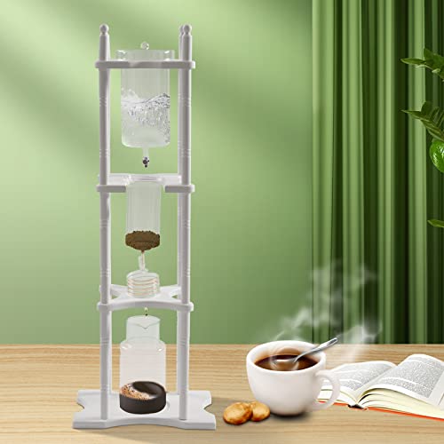 OUKANING Cold Brew Maker Ice Coffee Machine With Slow Drip Technology Makes Large Capacity Cold Brew Coffee Tower, white