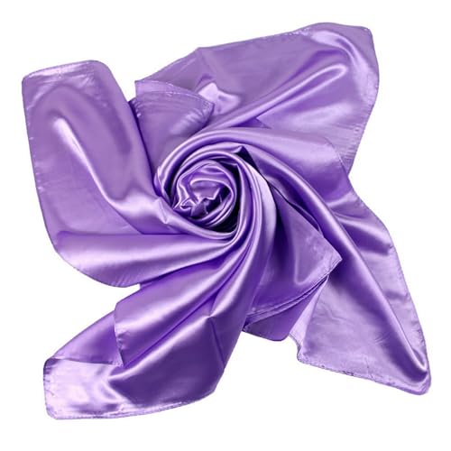 JK Home Faux Soie Écharpe Carrée Foulard Cheveux Bandanas 90x90cm Coiffure Accessoires pour Femme Sport Mariage Anniversaire Plage Lilas