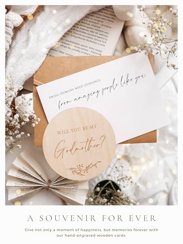 Image of Joli Coon Will you be my godmother wooden card with pocketfold envelope and seal sticker - Godmother proposal