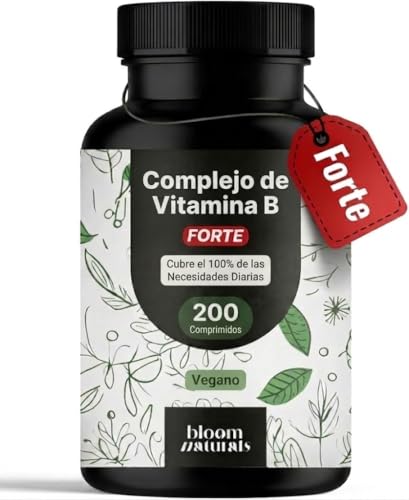 Vitamina B Complex FORTE – 200 Comprimidos – Complejo B Completo   8 Vitaminas del Grupo B (B1, B2, B3, B5, B6, B7, B9, B12) con Colina y Inositol – Vegano y Producido en Alemania