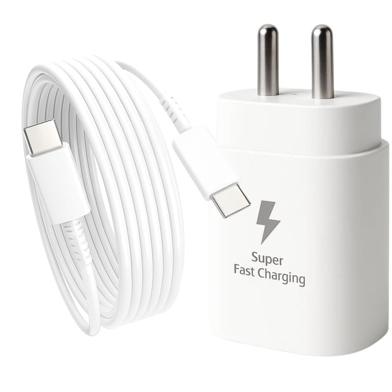 Image of 25W Type C Charger Adapter for Galaxy A35 /M35 /M15 /F15 /A15 /A14 /M14 /M34 /F34 /S24 /S23 Fe /S21 fe 5G /Z fold /flip /6 /5 /4 /3, Super Fast USB C Charge for Tab S9 Ultra /S9 fe /A9 Plus /S8 /A7 /A8 -JJ White