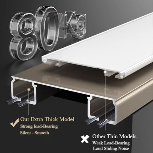 Double rail à rideaux aluminium blanc 120cm cloison douche - 3