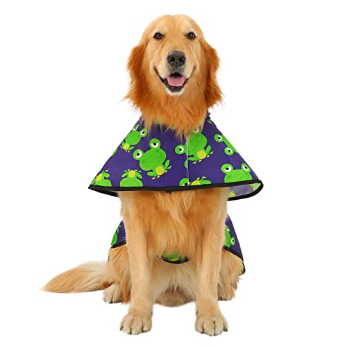 HDE Dog Raincoat Jacket Reflective Adjustable Hooded Pet Poncho Rain Coat with Leash Hole for Small to X-Large Dogs Frogs - XL by HDE - Image 2