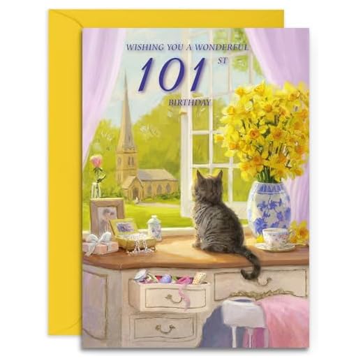 Olivia Samuel - Tarjeta de felicitación para 101 cumpleaños (tamaño A5, 148 mm x 210 mm), con sobre de cierre y cierre
