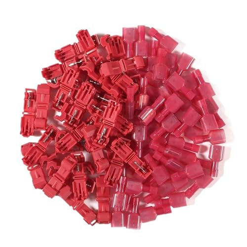 EJPPDHCO Lot de 30 ou 50 connecteurs de Fils en T Auto-dénudants, cosses à déconnexion Rapide, isolantes, mâles(Red 30pcs(15sets))