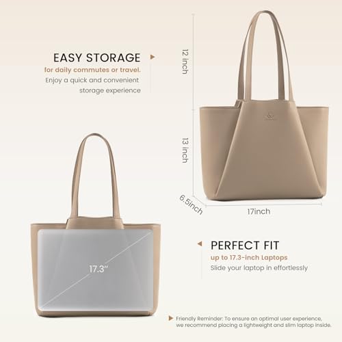 Image of LOVEVOOK Laptop Tote for Women - 15.6 Inch Faux Leather Laptop Bag with Clutch, Large Capacity Office Purse Computer