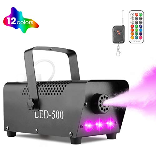 Halloween Fog Machine with Lights - 3 Stage LED Lights with 12 Colors