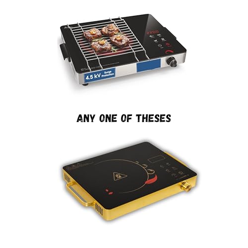 Image of BLUETRAX Classic 2200 Watt Infrared Cooktop with Crystal Glass & Touch Panel | 4 Pre set cooking Modes | Stir-fry | BBQ | Hot Pot | Steam | 60C to 600C | Digital time & Watt display - Classic SIlver