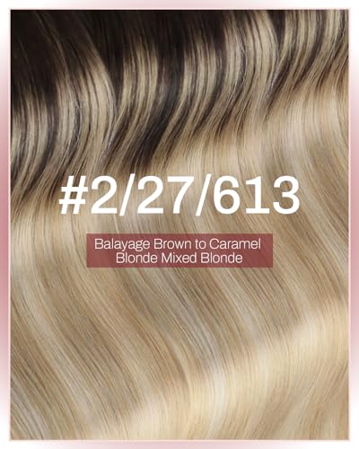 Image of Moresoo Weft Tape in Extensions Brown Blonde 22 Inch 75g 2Pcs | Tape in weft hair extensions human hair, quick application and balayage-inspired blend for parties, weddings and travel