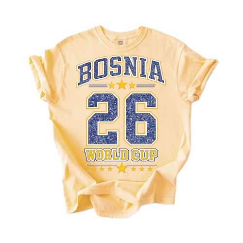 Bosnia 26 Soccer Fan Unisex T-Shirt Vintage Sports Graphic Tee Butter