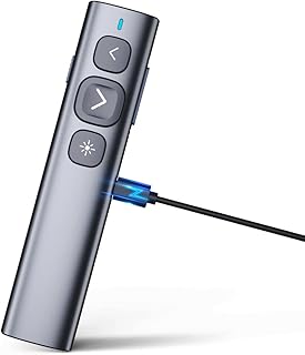 【Soft and Big Button】 Norwii N95 Rechargeable Presentation Clicker for Powerpoint Presentations, 2.4GHz Laser Pointer Presentation Remote Wireless Presenter Slide Clicker for Computer Laptop Mac