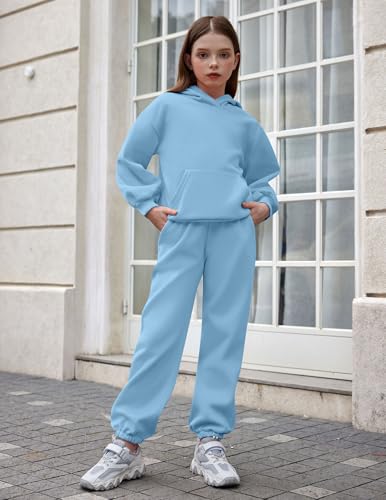Image of Arshinet Girls 2 Piece Outfits Oversized Sweatshirt and Sweatpant Sweatsuit | Pullover Hoodie Crewneck Baggy Jogger Pants with Pockets Fall Winter Tracksuits Clothes