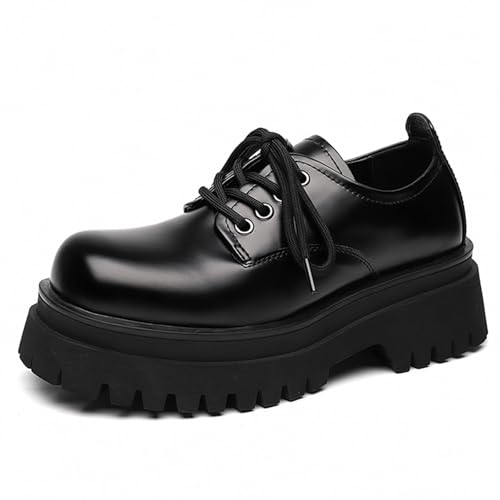 Men's Black Chunky Platform Oxfords Round Toe Soft Bottom Oxford Shoes Casual Business Dress Shoes2