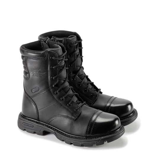 Thorogood GEN-Flex2 8” Side-Zip Black Tactical Boots for Men and Women - High-Shine Leather Heel & Toe with Goodyear Storm Welt and Slip-Resistant Outsole - 10.5 D(M) US