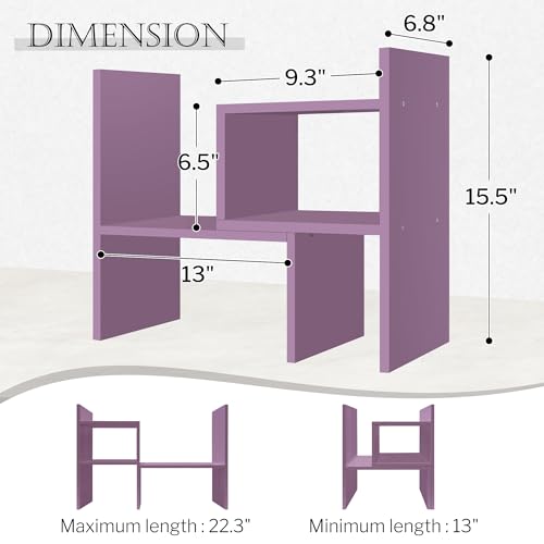 Image of Jerry & Maggie Desktop Organizer Office Storage Rack Adjustable Wood Display Shelf Birthday Gifts Toy Home Decor Free Style Rotation Display True Natural Stand Shelf (Violet)