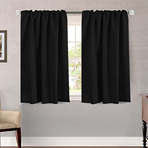 Image of H.VERSAILTEX Blackout Curtains Thermal Insulated Window Treatment Panels Room Darkening Blackout Drapes for Living Room Back Tab /Rod Pocket Bedroom Draperies, 52 x 45 Inch, Jet Black, 2 Panels