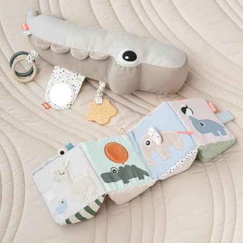 Done by Deer Ausklappbarer Würfel Deer friends - Motorikwürfel mit verschiedene Texturen stimulieren alle Sinne des Babys - Bauchlage Aktivitätsspielzeug mit Farben und hohe Kontrasten