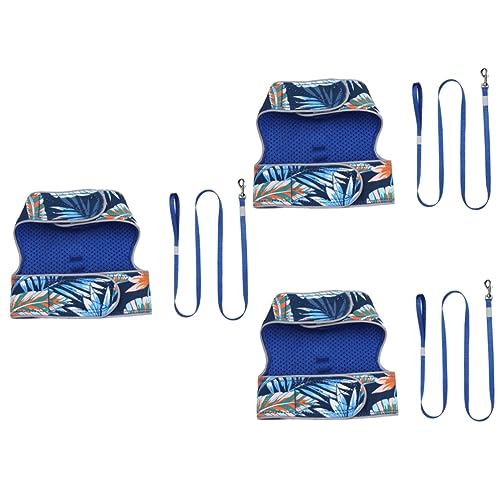 2個セット 猫用反射ハーネス 夜間散歩用 調節可能 ダークブルー ポリエステル製 リード付き 通気性メッシュ ペット用安全ベスト 屋外活動対応 (ダークブルー×3個,Sx3pcs)