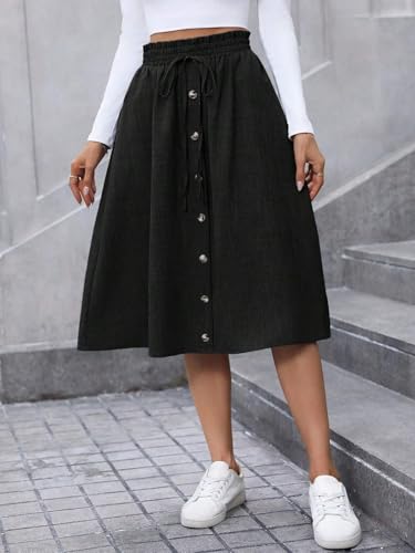Women's Elegant Casual A-Line High Waist Skirt Loose Fit Long Skirts2
