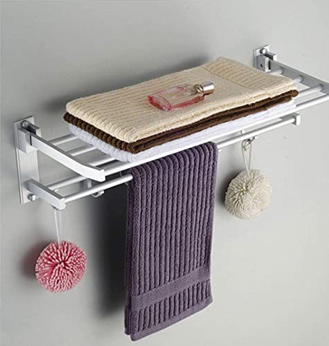 Porte-serviettes mural 50cm en aluminium brossé avec 5 crochets pour hôtel et salle de bain