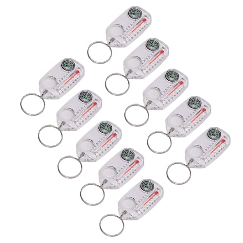 Termómetro brújula con llavero 10 piezas portátil blanco ABS miniatura 4