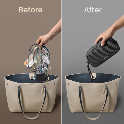 Image of tomtoc Electronics Organizer Travel Case Performance, Water Resistant Bag Cable Tech Pouch Accessories, Carry Storage for Cord, Phone, Cables, Airpods, USB Flash Drive, Daily Items