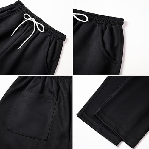 PADOLA Pantalones de chándal para Hombre Pantalón Deportivos Largos Color Puro Sueltas Ajustable Cintura Elástica Streetwear Baggy(XXL,Negro) - imagen 5