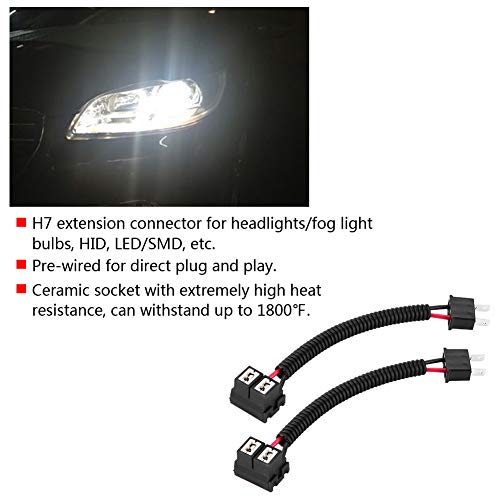 Image of H7 Wire Extension Cable for Headlights and Fog Lights with Ceramic Connector Plug Adapter