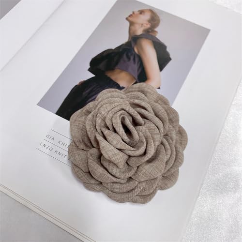 Image of Dainty Fabric Peony Flower Brooches Pin Delicate Camellia Flower Brooch Classic for Women Wedding Party Dance Banquet Elegant Lapel Pins Dress Suit Ceremony Clothes Accessories Jewelry Gifts 100mm