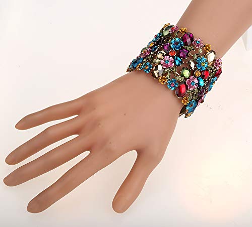 Szxc Women's Flower Stretch Cuff Bracelets - Flexible Band Fit Wrist Size 7 To 8 Inch - Lead Nickle Free - 2 Inch Wide4