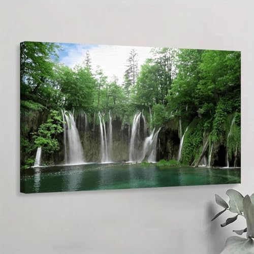Peinture sur toile cascade pour une décoration de salon zen 40x70cm