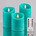 Venta Set of 3 Realistic Flameless Turquoise LED Candles with Remote Control - 4'' 5'' 6'' Electric Wickless Pillar Battery Operated Candles with Flickering Flame Timer