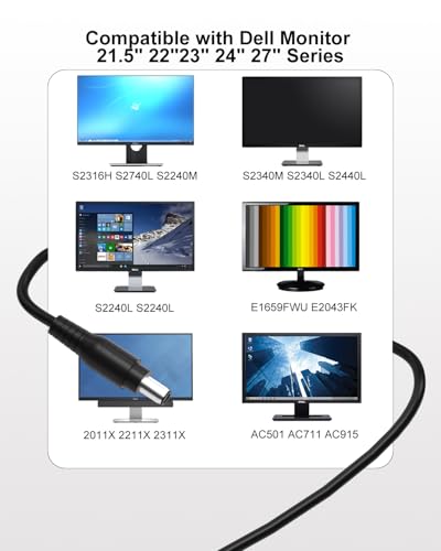 Image of 12V AC Adapter Compatible with Dell Monitor Power Cord Replacement 27 inch 24 inch 23 inch 22 inch 21.5 inch S2316H S2316M S2318H S2318HN S2318NC S2319H S2340L S2340LC S2440L Monitor Power Supply