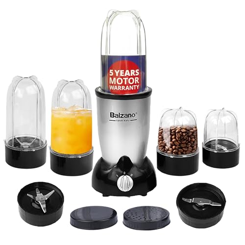 Balzano Bullet Mixer Grinder 500W, Silver, 5 Jar - Image 2